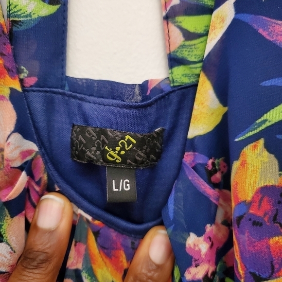 G:21 women flowy dress floral pattern size Large Asymmetrical Dress L - Picture 7 of 13